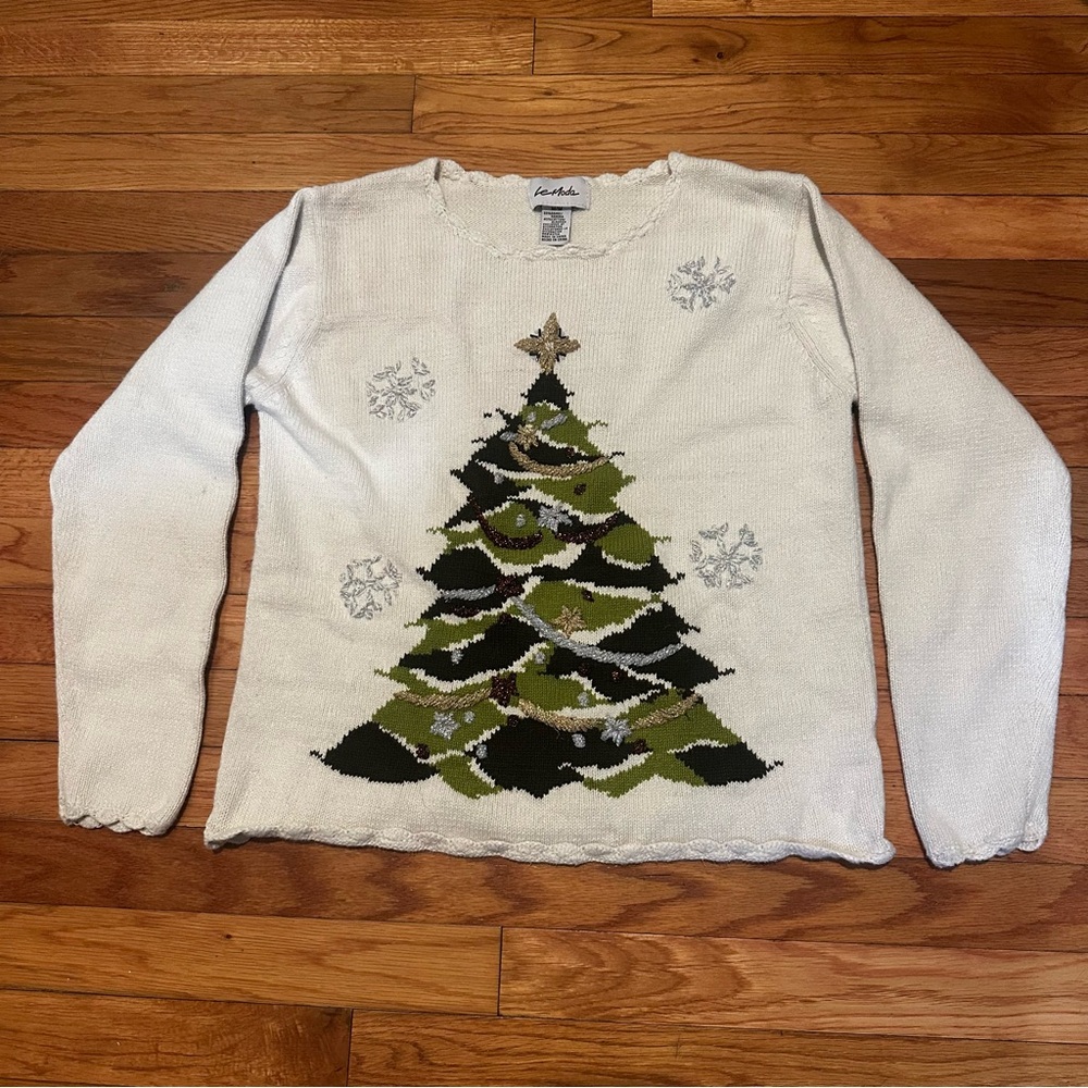 Le Moda Christmas Tree‎ Holiday Knit Sweater Medium
